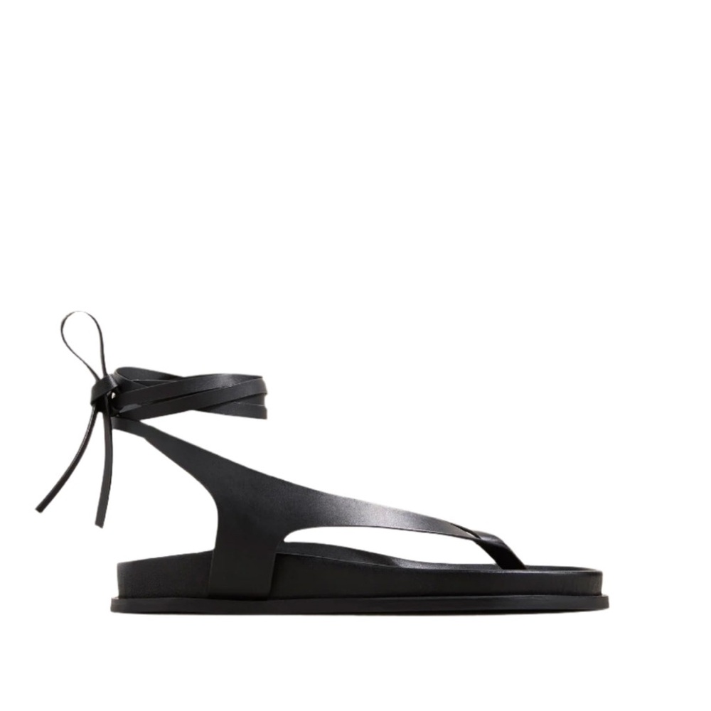 A.Emery Shel Leather Sandals - Size 39 Black Leather